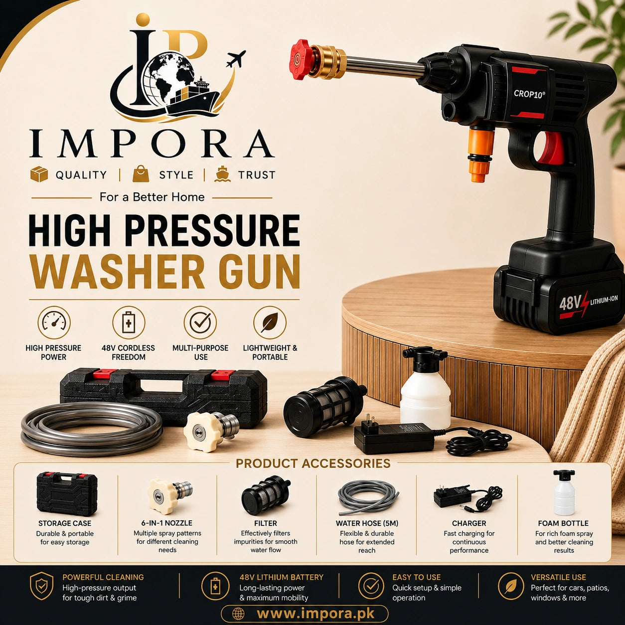 Universal High Pressure Washer Gun | Home, Car & Solar Wash!