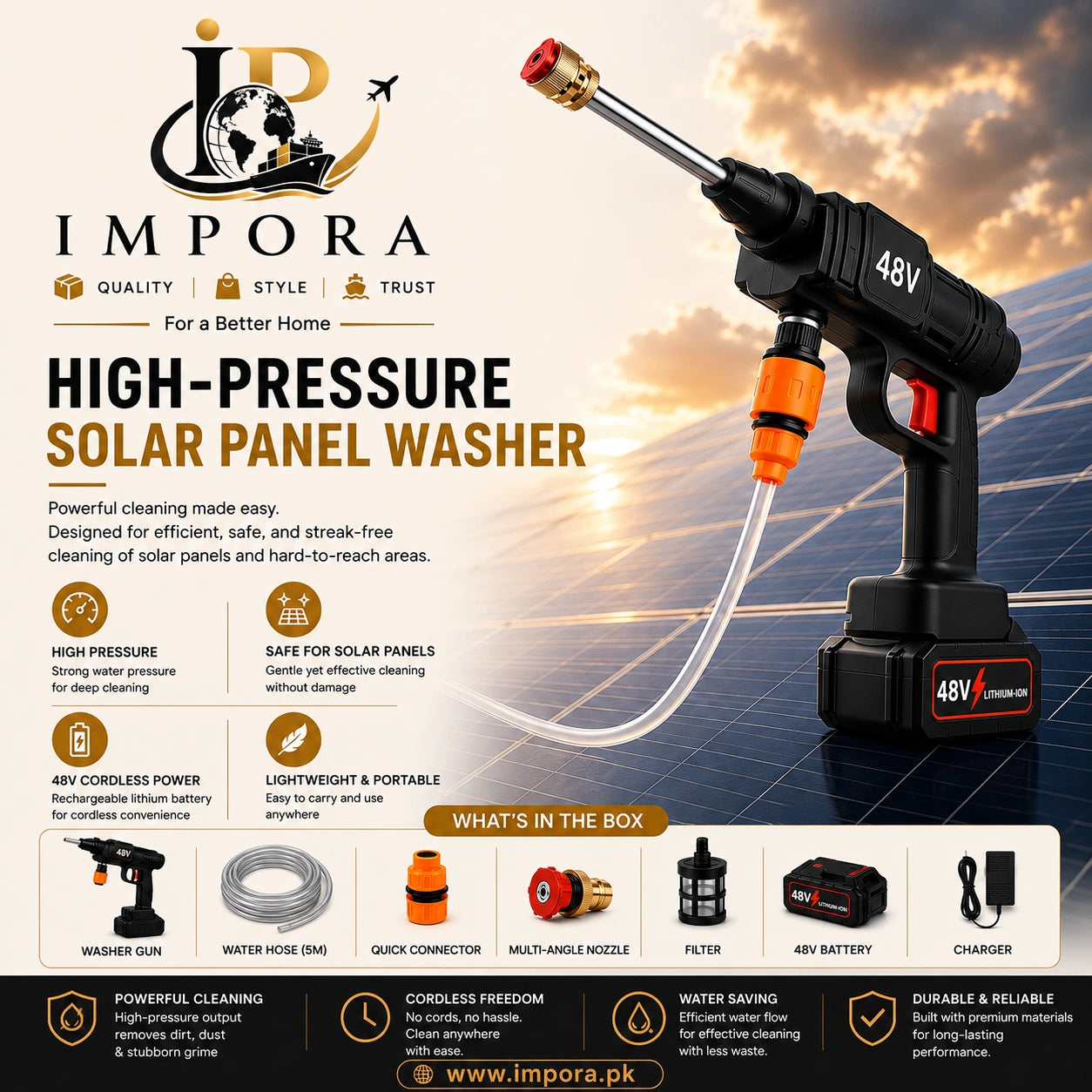 Universal High Pressure Washer Gun | Home, Car & Solar Wash!