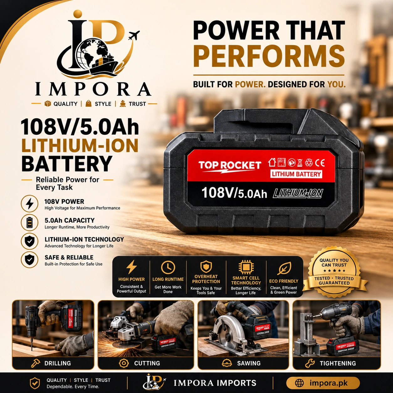Powerful Lithium ion Battery 105v/5A!