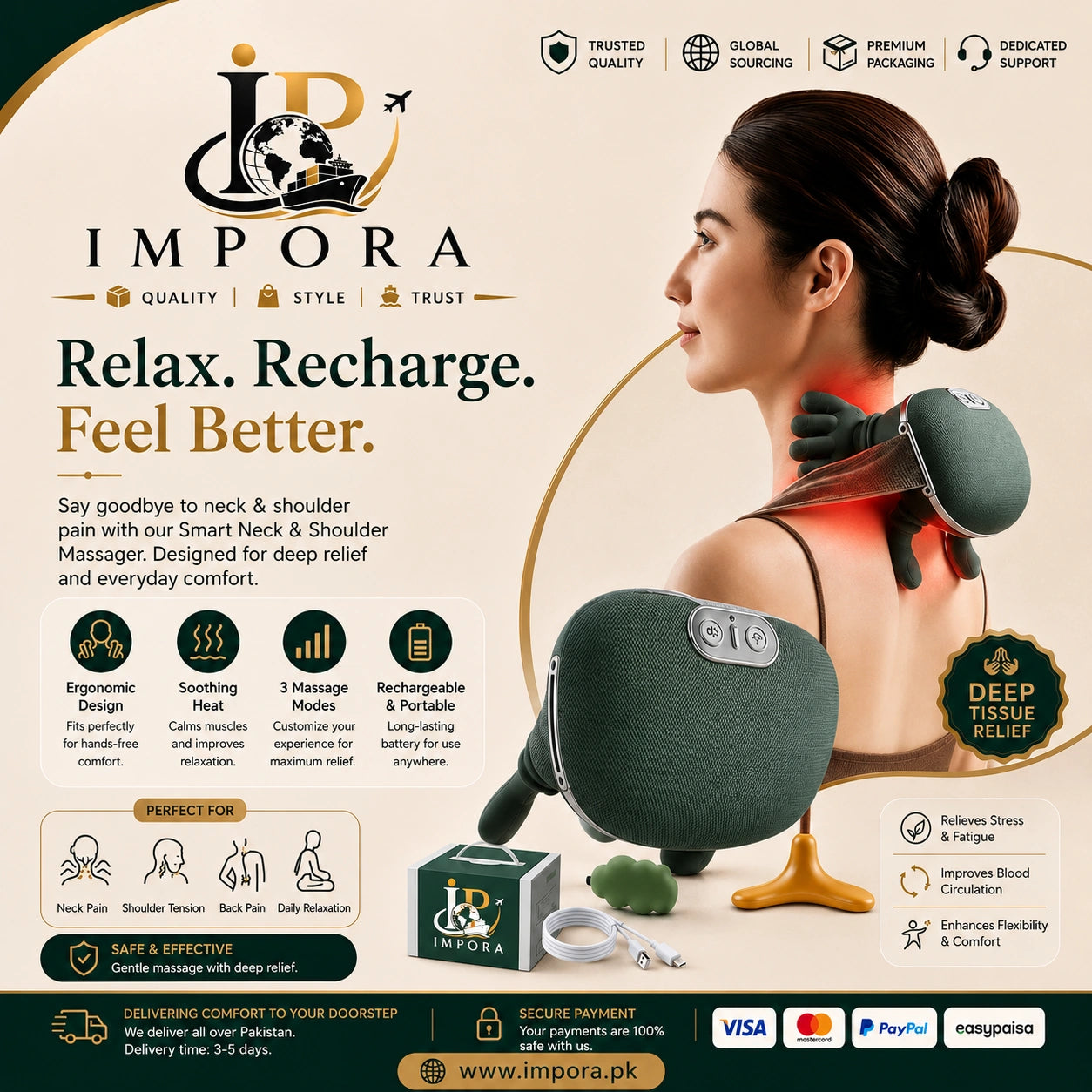 Premium Neck Massager with Heating & Massage Modes!